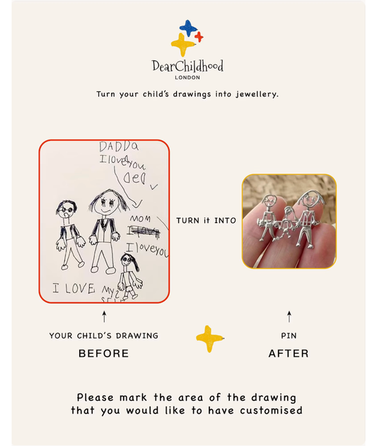 Custom Kids Drawing Line Art Necklace, Sterling Silver Child Artwork Jewelry, Personalized Modern Keepsake
