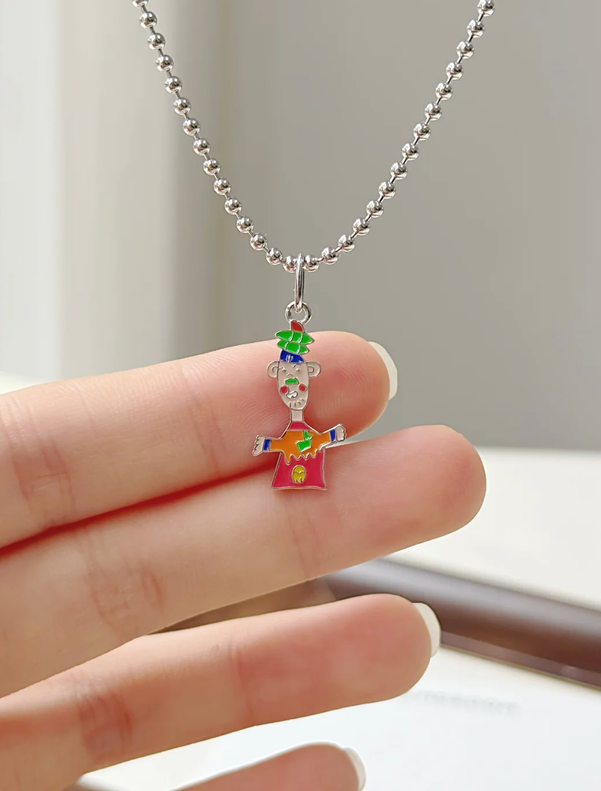 Mom's Gifted Necklace From Kids Drawing, Personalised Artwork Jewellery, Custom Sterling Silver Enamel Keepsake (副本) (副本) (副本) (副本) (副本)