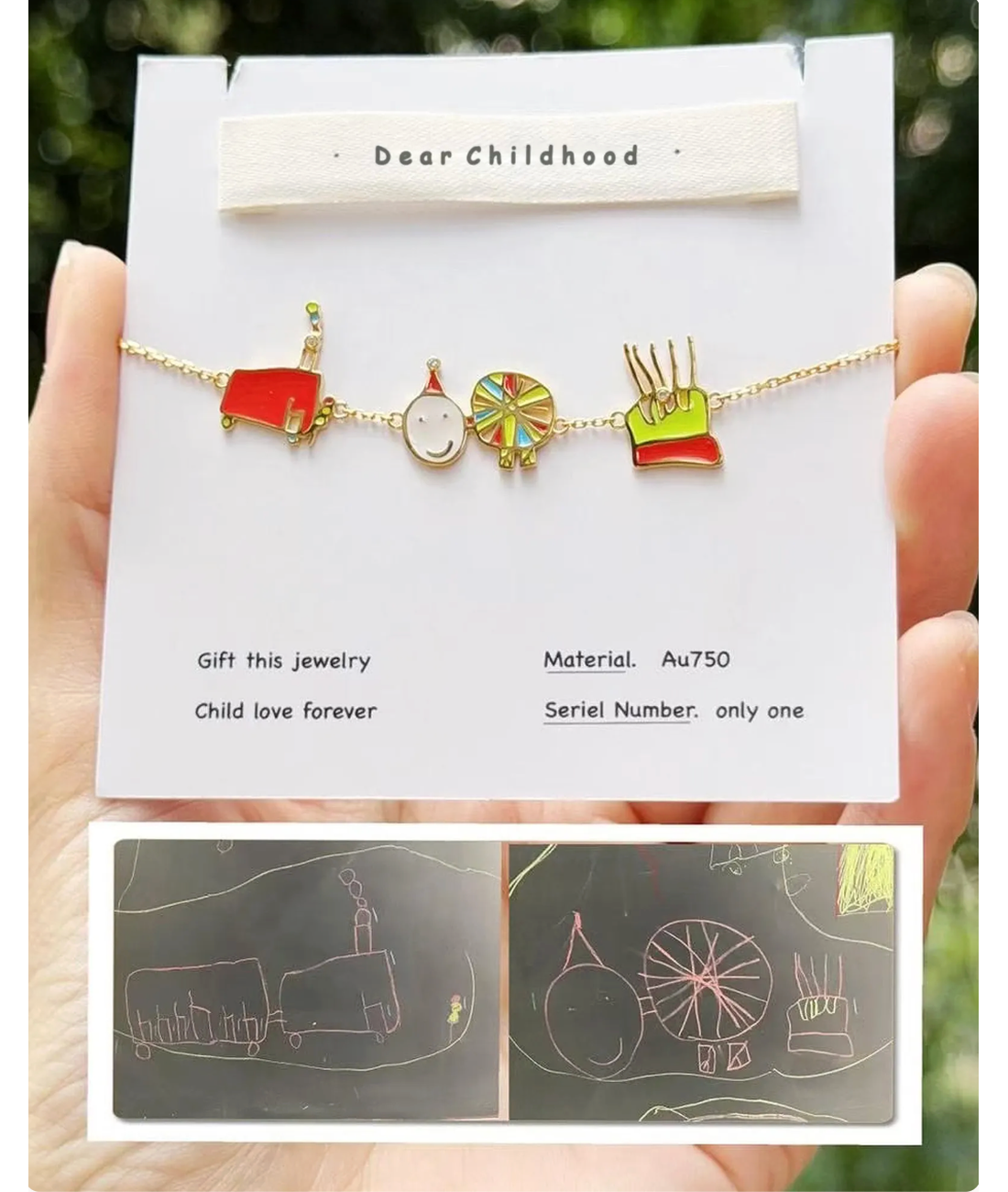 Custom Kids Artwork Bracelet, Sterling Silver Enamel Keepsake Jewelry