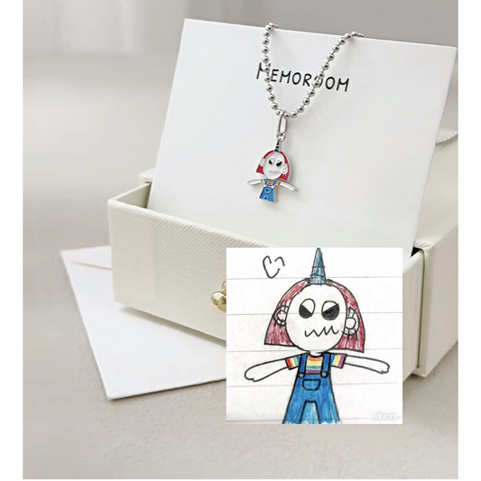 Custom Children's Drawing Pendant, Sterling Silver Enamel Necklace, Mom Keepsake Jewellery
