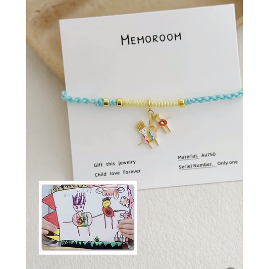 Custom Sterling Silver Kids Art Bracelet, Wearable Child Drawing Keepsake