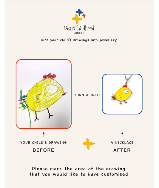 Custom Child Artwork Sterling Silver Enamel Pendant Necklace, Personalized Keepsake Jewelry