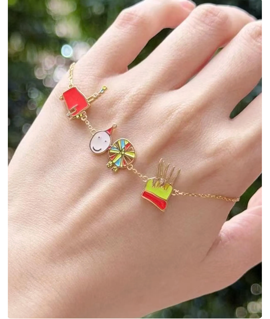 Custom Kids Artwork Bracelet, Sterling Silver Enamel Keepsake Jewelry