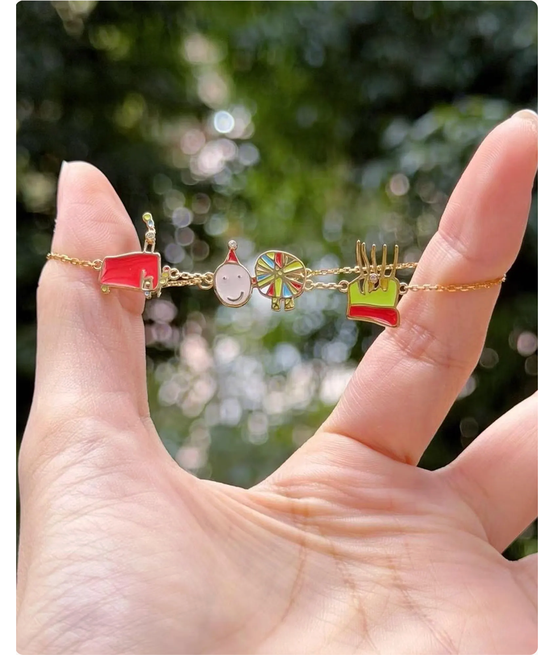 Custom Kids Artwork Bracelet, Sterling Silver Enamel Keepsake Jewelry