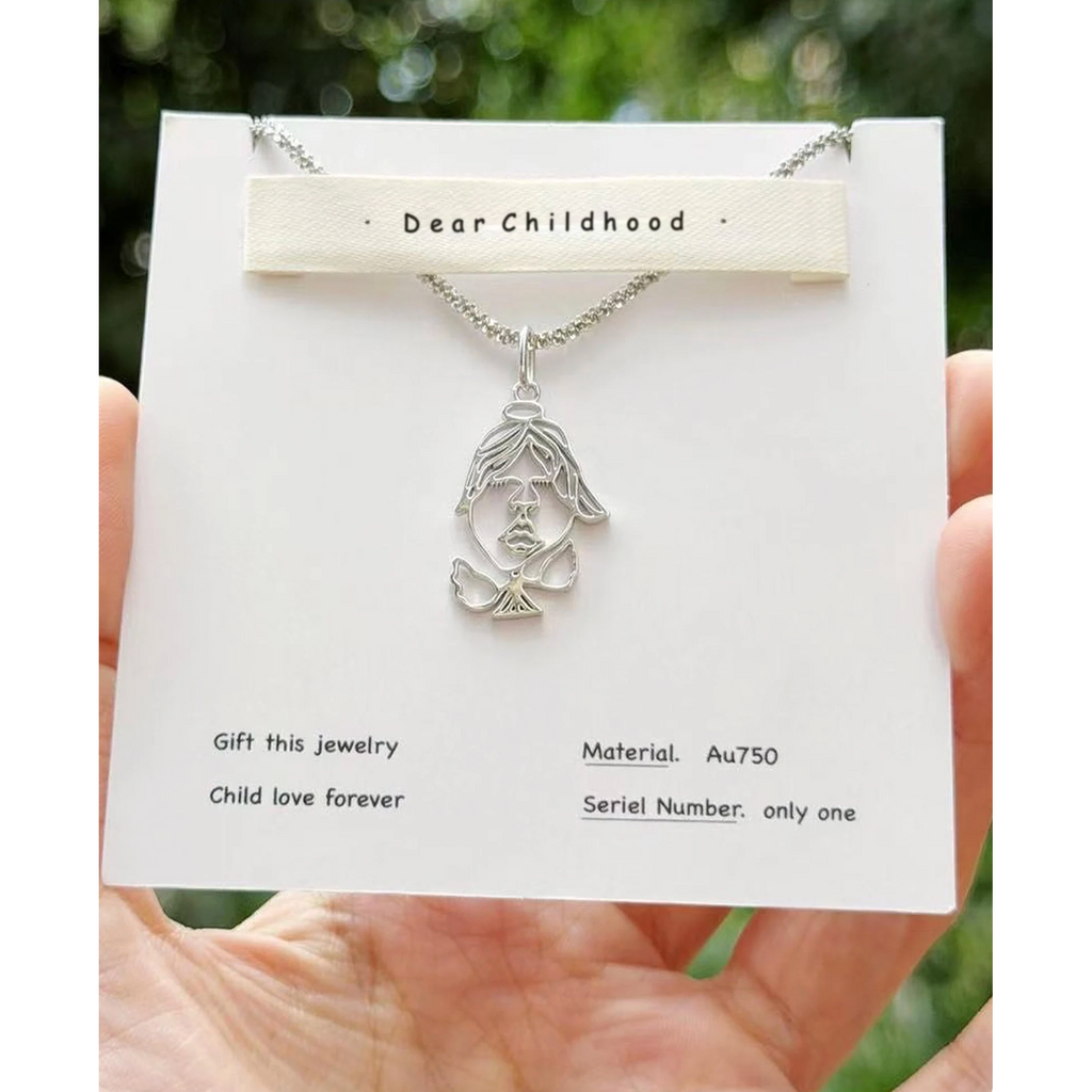 Custom Kids Drawing Line Art Necklace, Sterling Silver Child Artwork Jewelry, Personalized Modern Keepsake