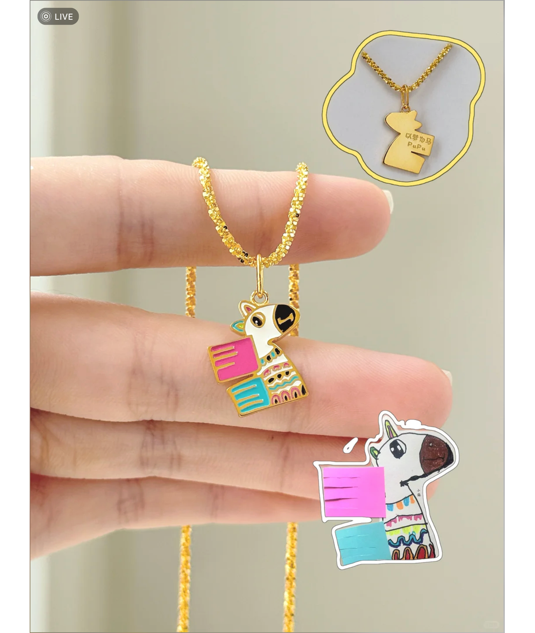 Mom's Gifted Necklace From Kids Drawing, Personalised Artwork Jewellery, Custom Sterling Silver Enamel Keepsake
