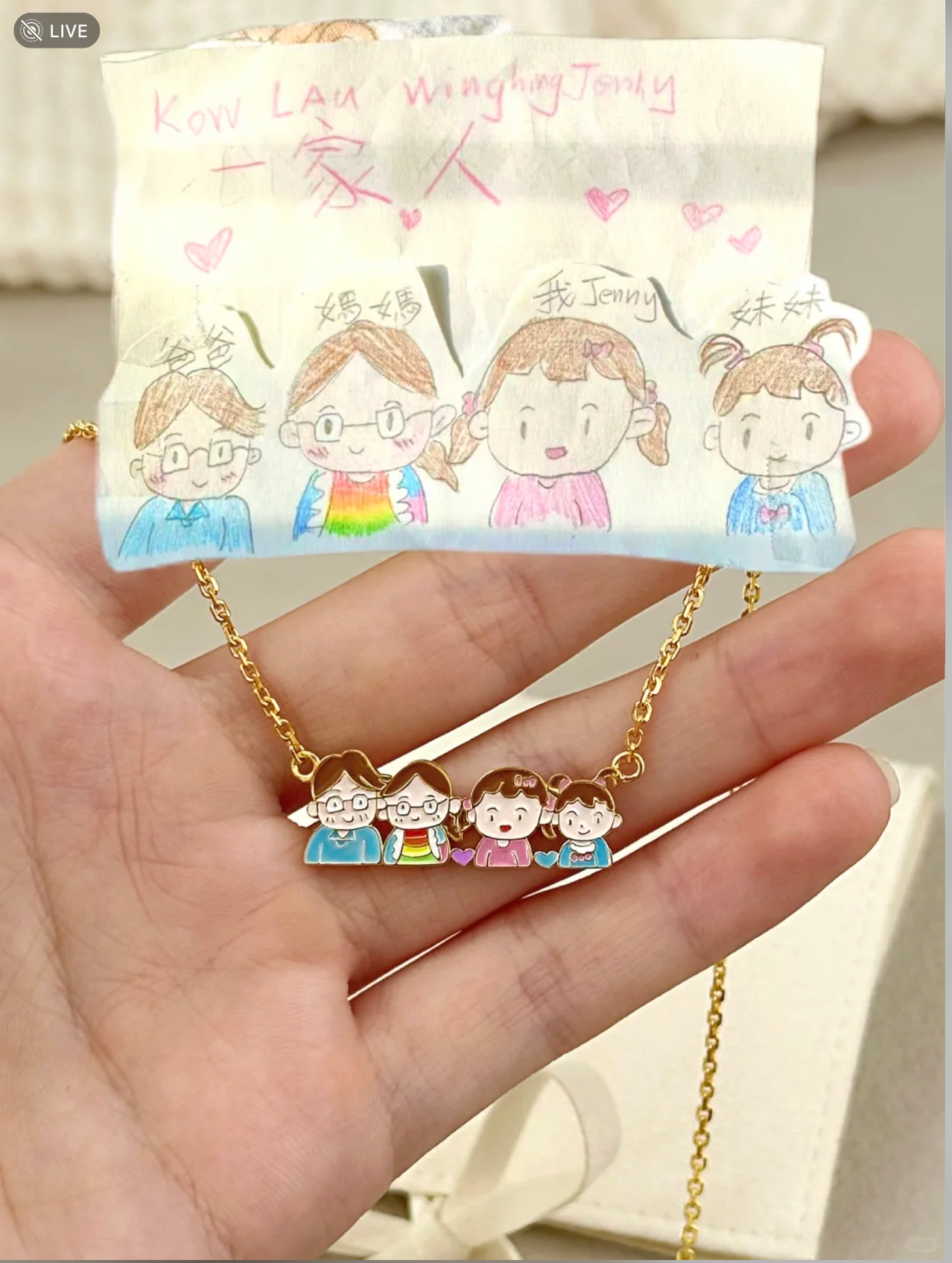 Mom's Gifted Necklace From Kids Drawing, Personalised Artwork Jewellery, Custom Sterling Silver Enamel Keepsake (副本)
