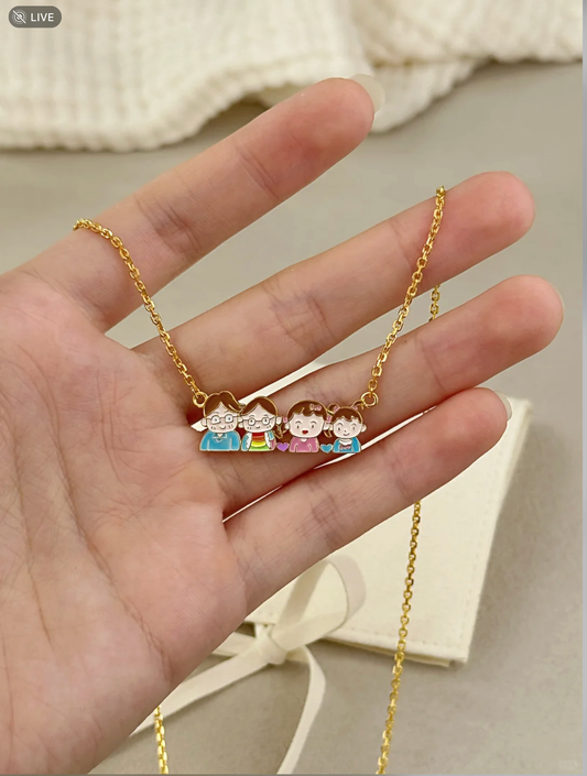 Mom's Gifted Necklace From Kids Drawing, Personalised Artwork Jewellery, Custom Sterling Silver Enamel Keepsake (副本)