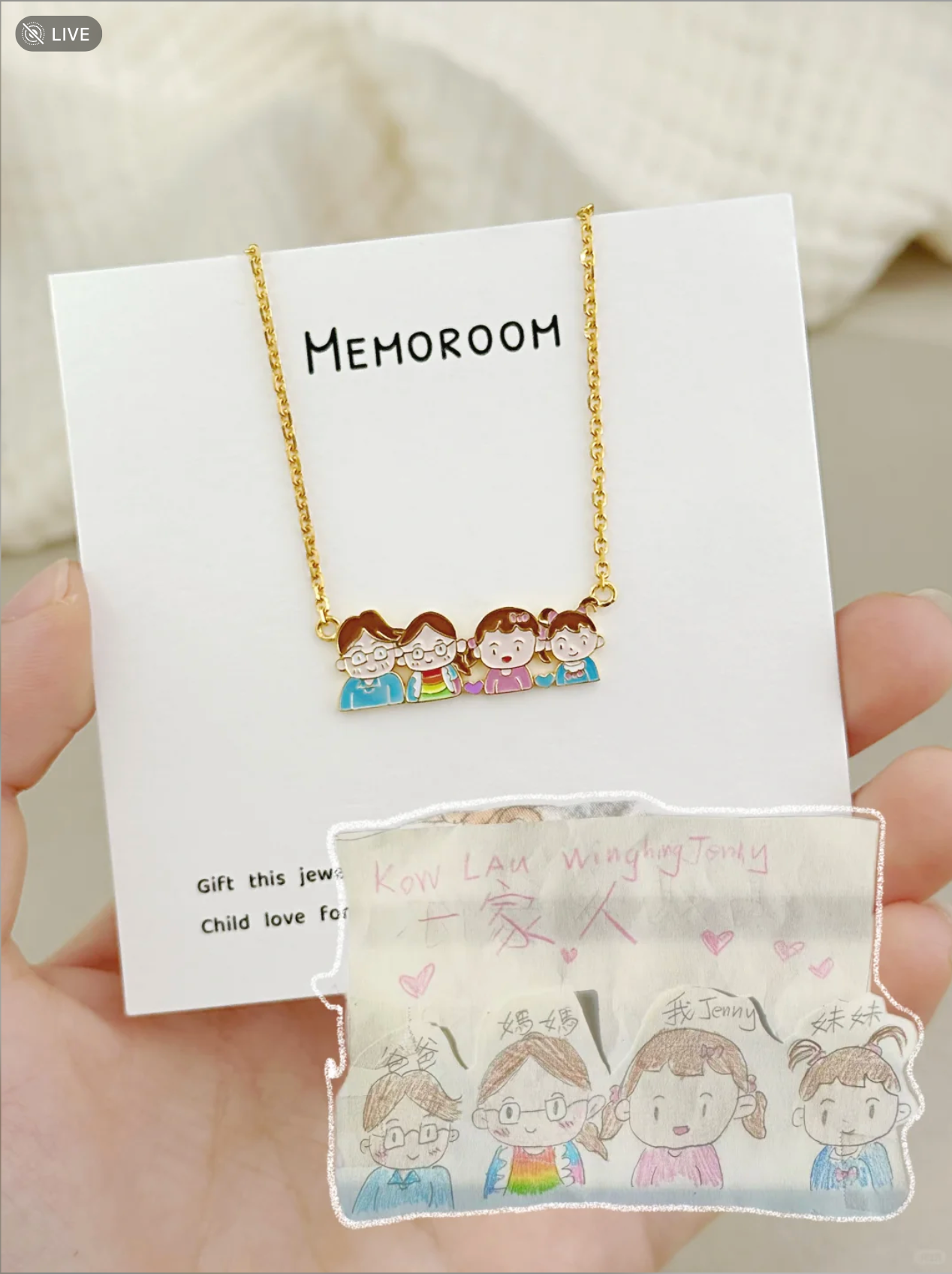 Mom's Gifted Necklace From Kids Drawing, Personalised Artwork Jewellery, Custom Sterling Silver Enamel Keepsake (副本)