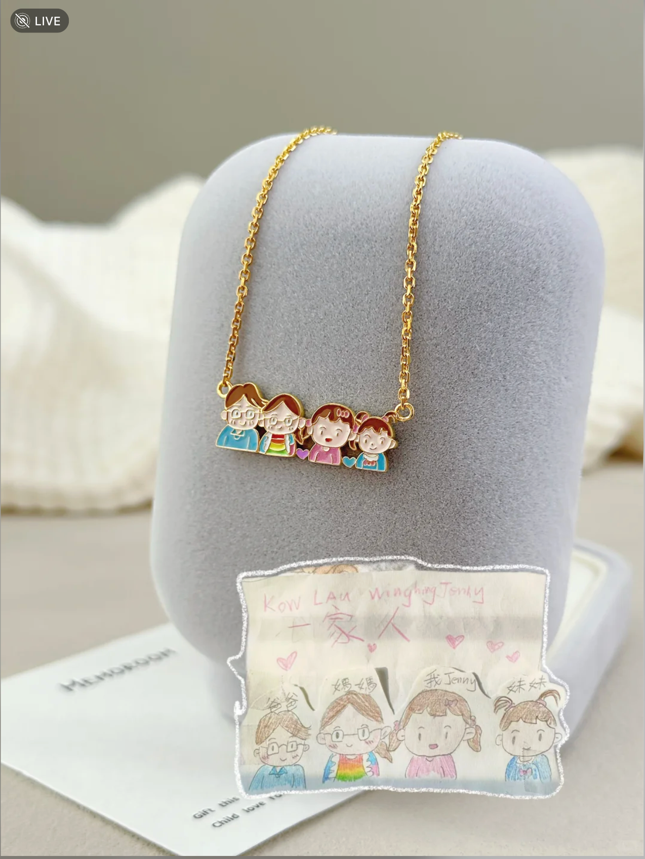 Mom's Gifted Necklace From Kids Drawing, Personalised Artwork Jewellery, Custom Sterling Silver Enamel Keepsake (副本)