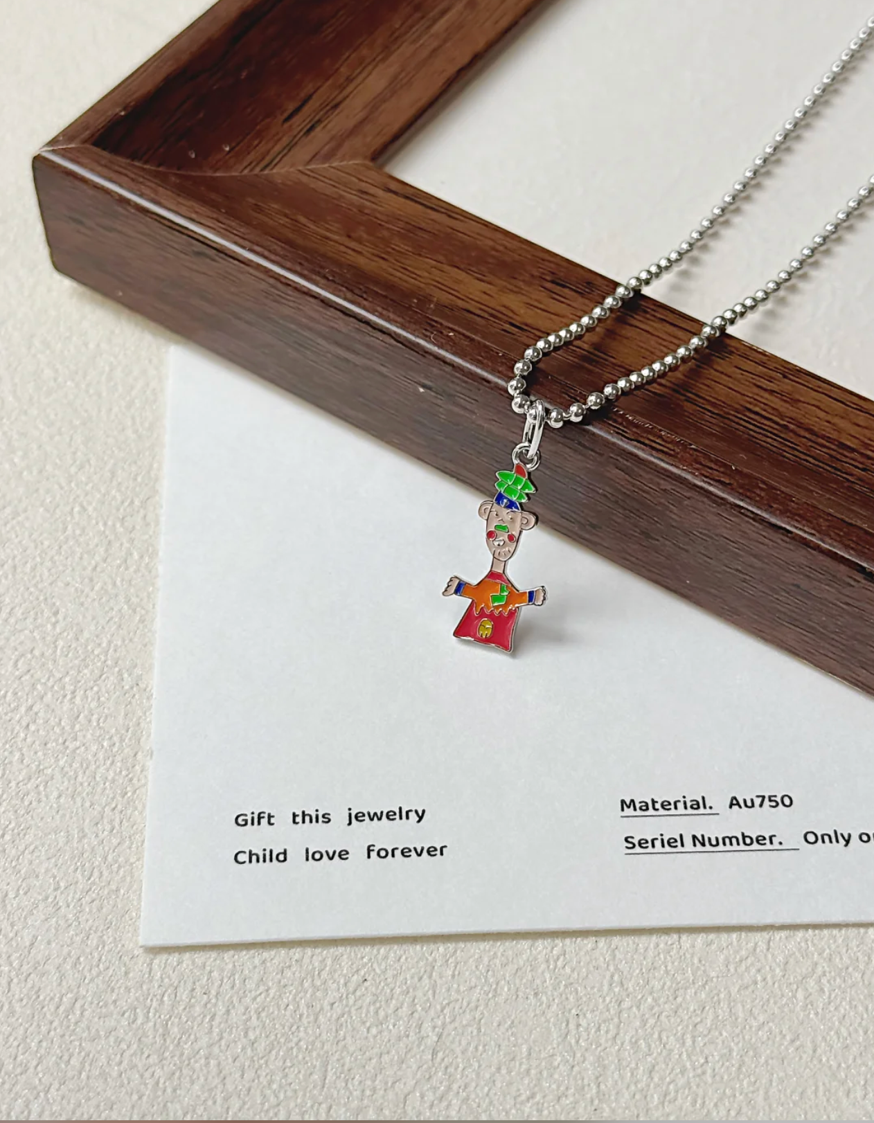 Mom's Gifted Necklace From Kids Drawing, Personalised Artwork Jewellery, Custom Sterling Silver Enamel Keepsake (副本) (副本) (副本) (副本) (副本)