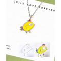 Custom Child Artwork Sterling Silver Enamel Pendant Necklace, Personalized Keepsake Jewelry